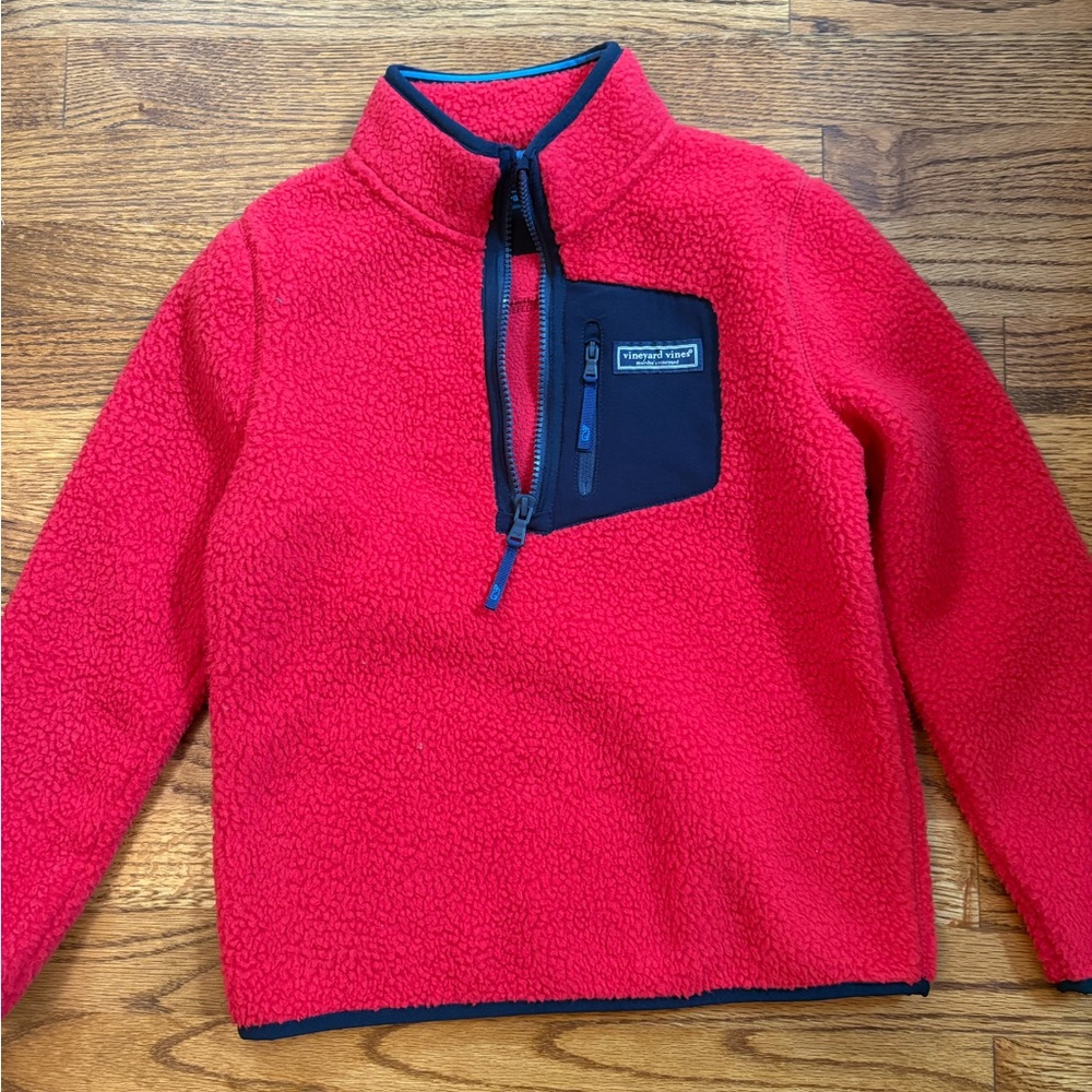Vineyard Vines Kids Red Fleece Jacket, size 7, new without tags